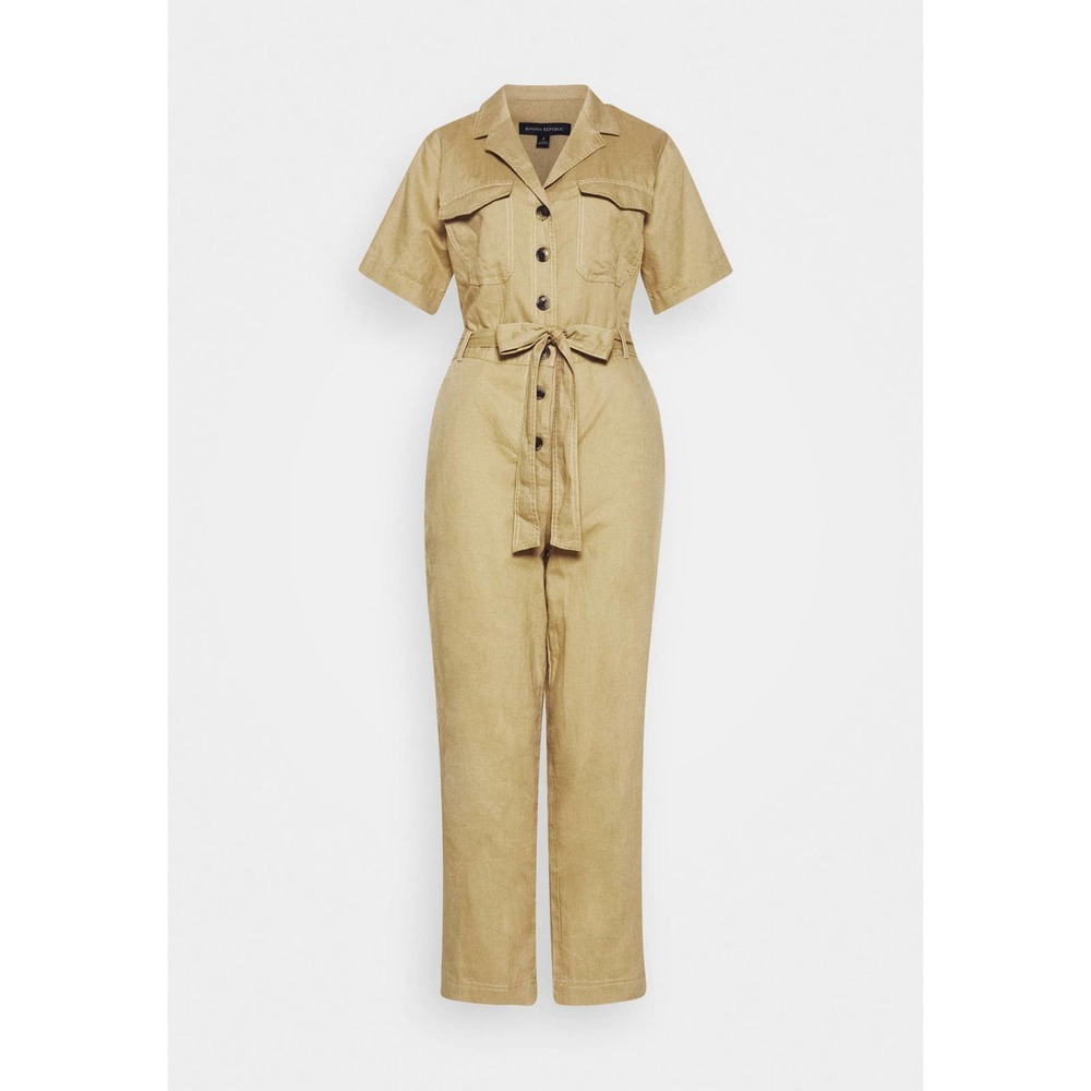 Banana Republic Khaki Utility Jumpsuit Sz 0 Petite